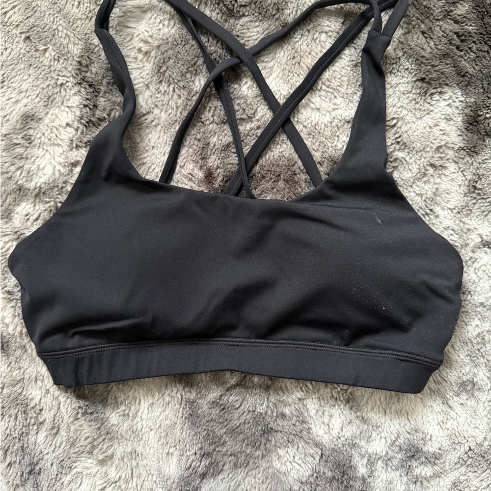 Women's Black Strappy Sports Bra